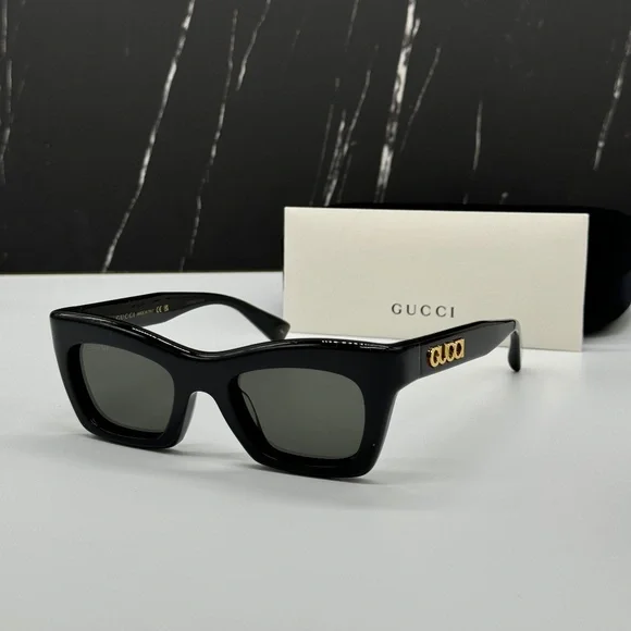 NEW GG1773S 001 GUCCI BLACK GREY CAT EYE WOMEN GUCCI SUNGLASSES - Picture 2 of 12